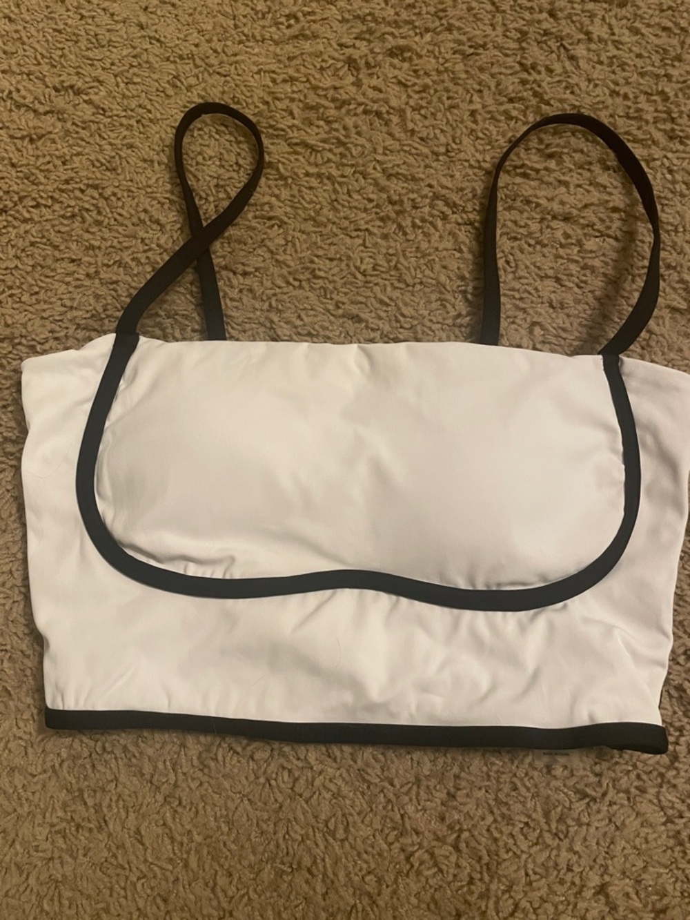 White Crop Tank with Black Trim